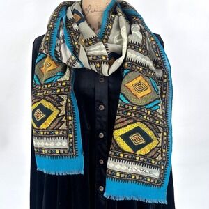 MANALE Luxury Wool Silk Scarf Shawl Tribal Made in Italy Ethiopian Designer